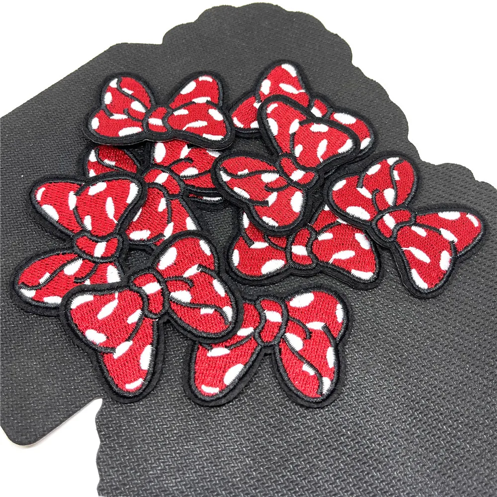 10PCS Bordado de Costura, de Ferro No laço Vermelho Patches de Plantas Emblema Para o Saco Jeans Chapéu Apliques de DIY Adesivo Bonito Decoração