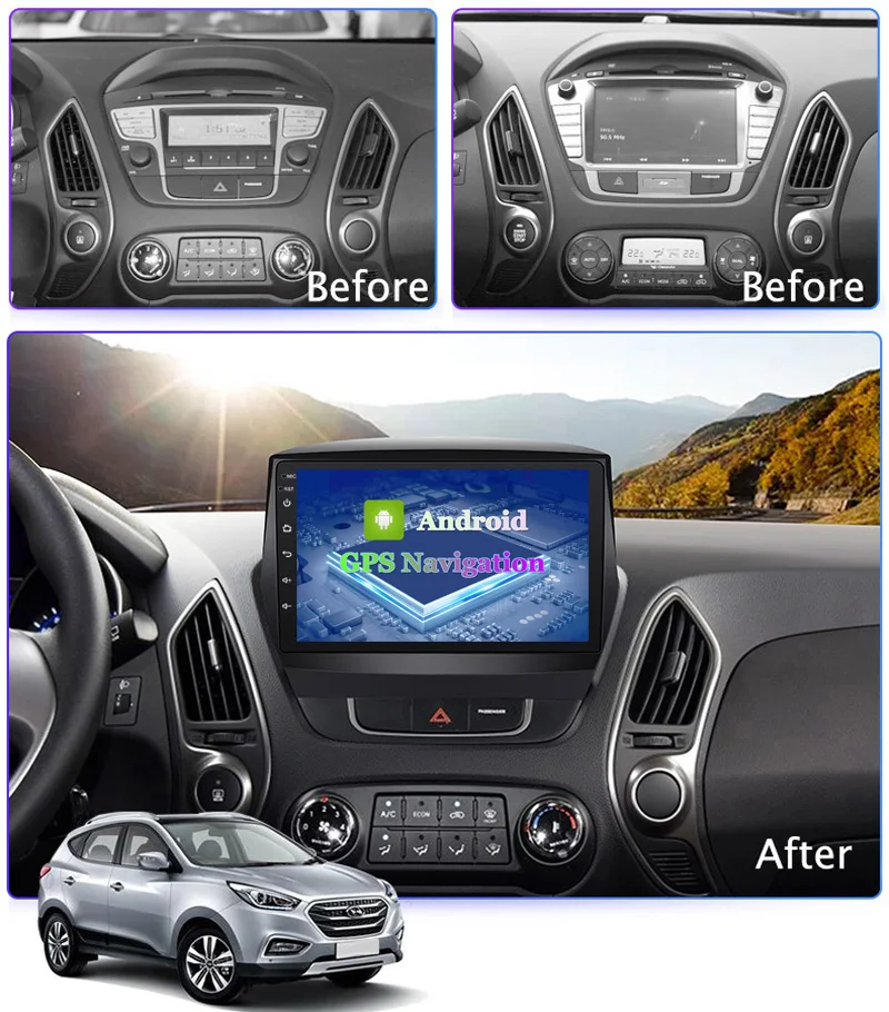 IPS 4G+64G Android De 10 Carro GPS de Navegação de Rádio Para Hyundai IX35 Tucson 2 LM 2009-Multimídia Vídeo Player