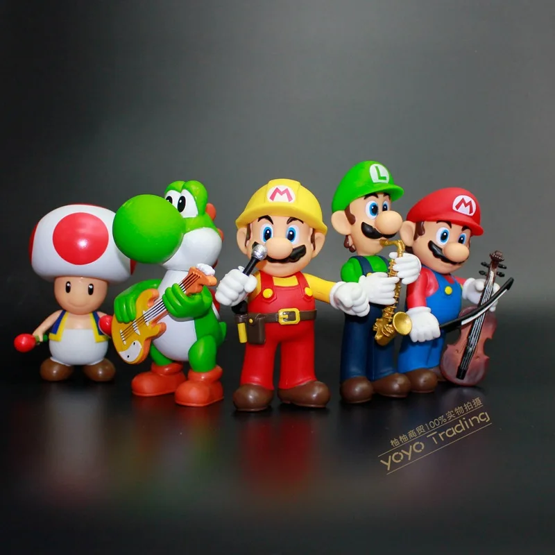 Super Mario o 30º Aniversário do Super Mario Bros Criatividade Musical de Mario, Yoshi Luigi Cogumelo ação brinquedo figura crianças meninos presentes