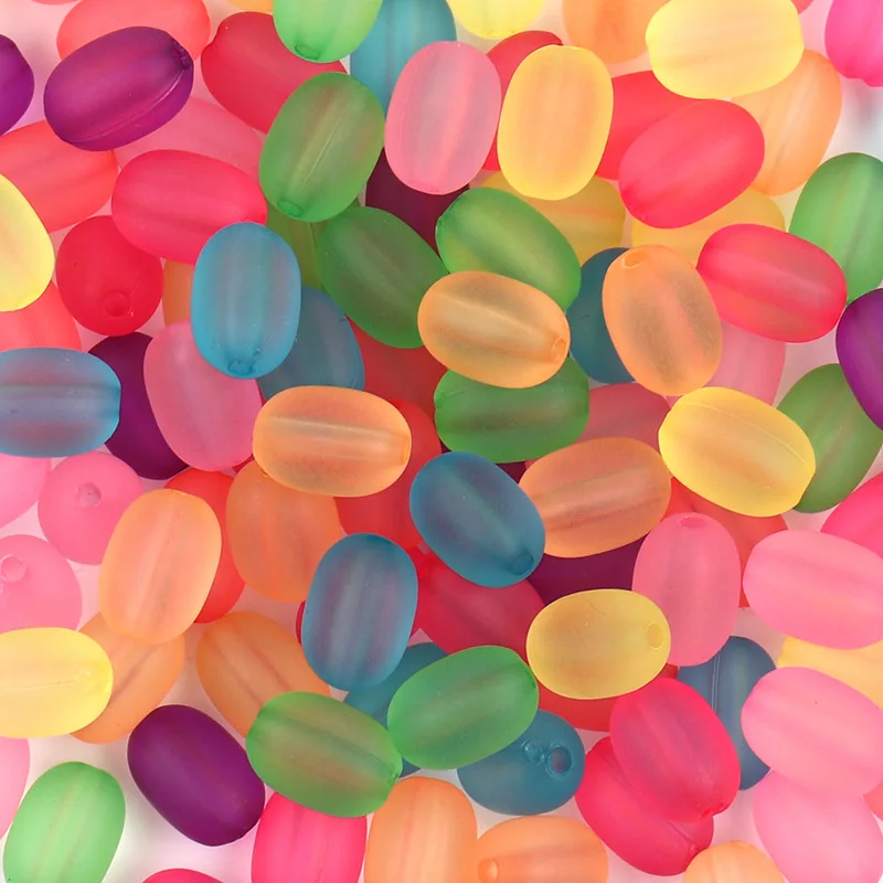 100pcs/8mm 10mm Acrílico Oval de Borracha, Fosco Esferas Transparentes Candy Color Matte Grânulos para a fabricação de Jóias de DIY Produção de Descoberta