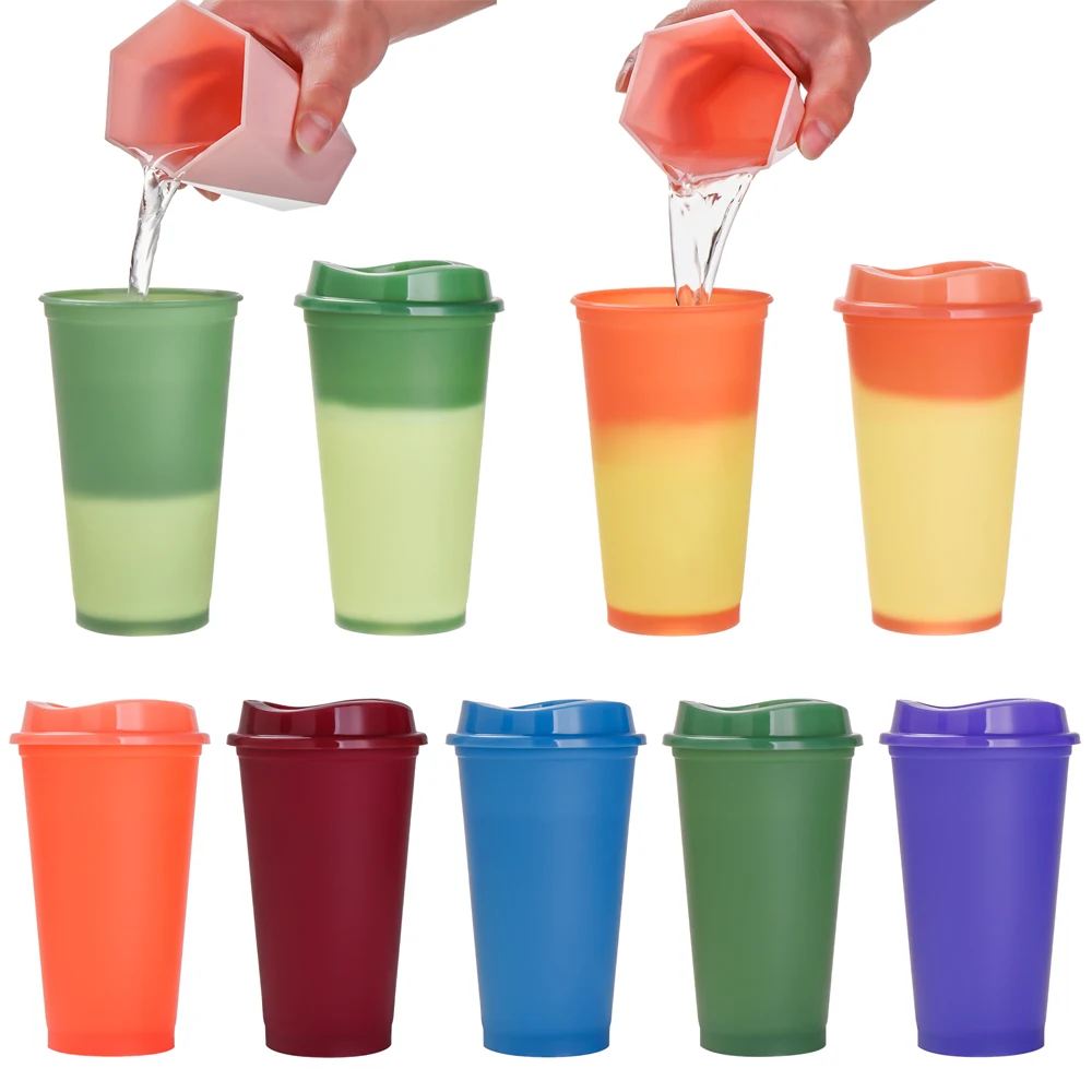 Magia Mudança de Cor de Palha Copa Termocrômico de Água de Plástico Copo de Bebida Ware Descoloração Moda Caneca de Café 710 ml