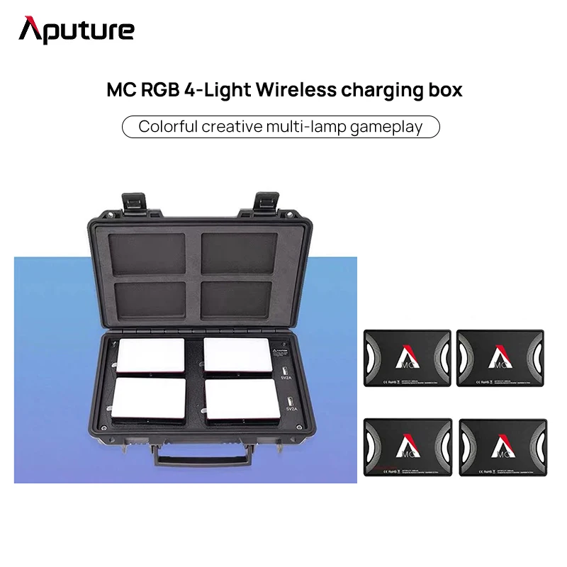 Aputure AL-MC 4-Leve, Kit de Viagem, 4pcs MC Led ligt com carregamento sem fios da caixa de RGB Luz de Preenchimento de Vídeo Iluminação da Fotografia