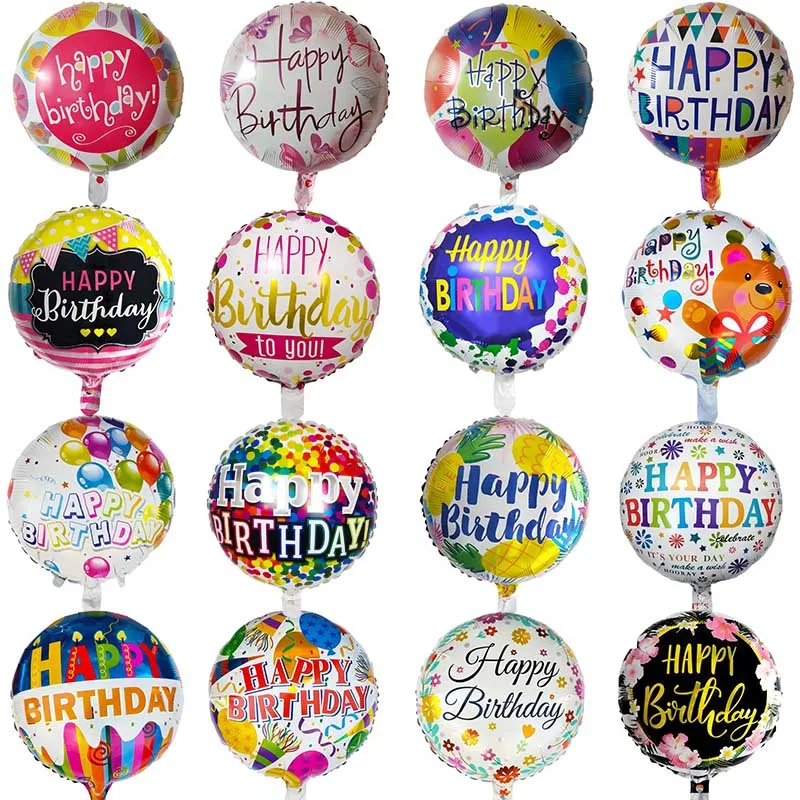100pcs Rodada 18inch Balões Folha Feliz Aniversário Balões Crianças de Presente de Aniversário, Festa de Decoração Balões Globos Supplie