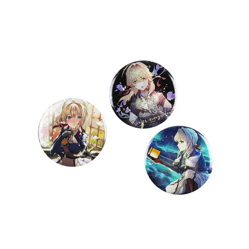 Violeta Evergarden Anime Emblemas em uma Mochila Garotas de Anime Ícones Pinos de Crachá de Decoração Broches de Metal Emblemas Para vestuário de DIY