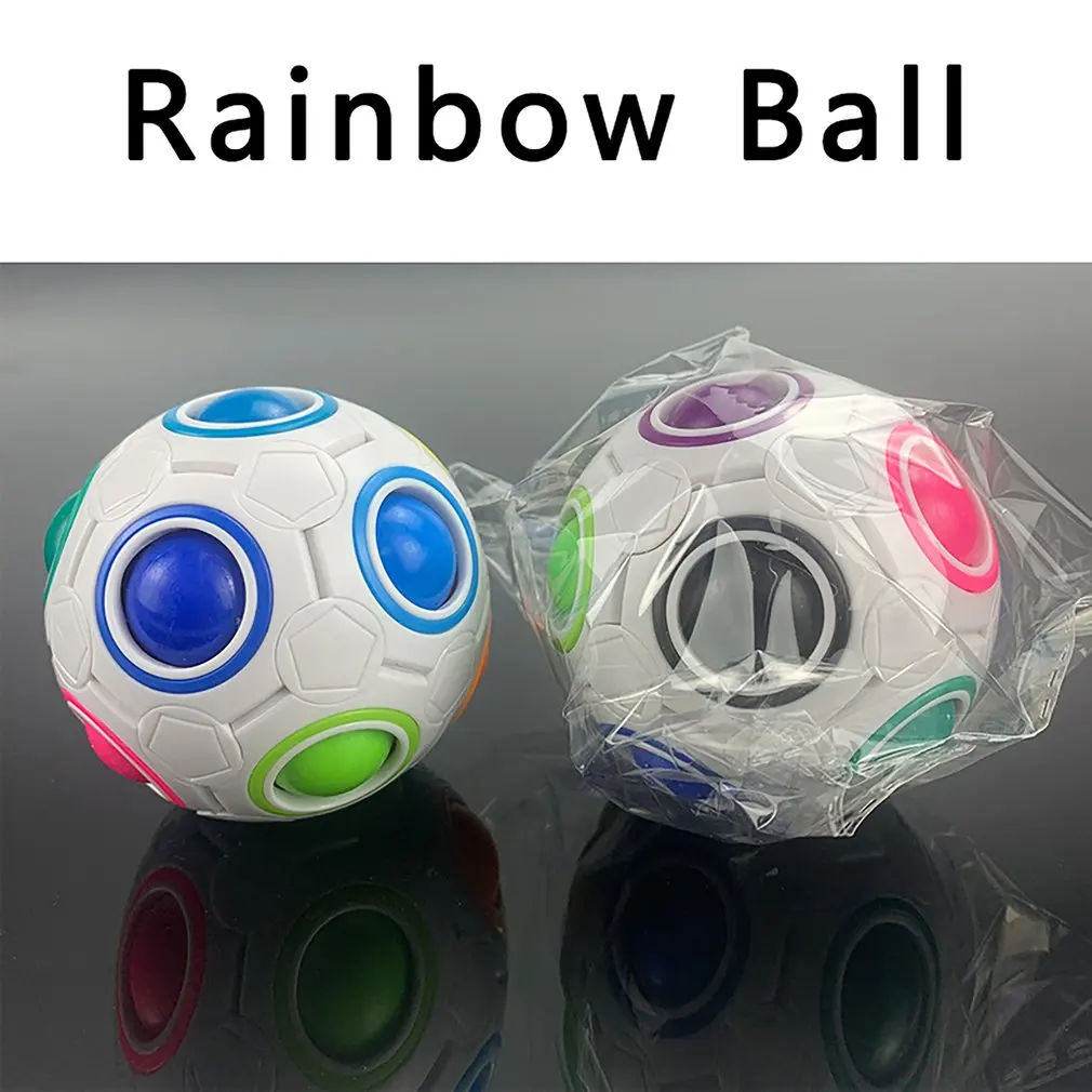 Criativo Cubo Mágico, Bola de Stress arco-íris de Futebol Puzzle Montessori Crianças Brinquedos para Crianças de Apaziguador do Stress Brinquedo