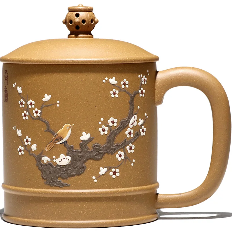 Dois 】 yixing despido de minério de roxo areia xícara de puro feitos à mão casa xícara de chá de lama pega no ramo de 450 cc