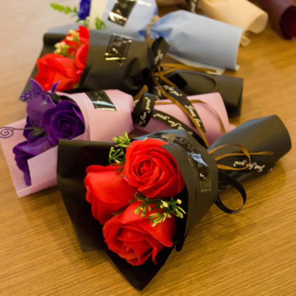Sabonete Flor de Presente do Dia dos Namorados Rose Caixa de Buquê de Noiva Home Festival de Presente de Sabão Flor Rosa Flores