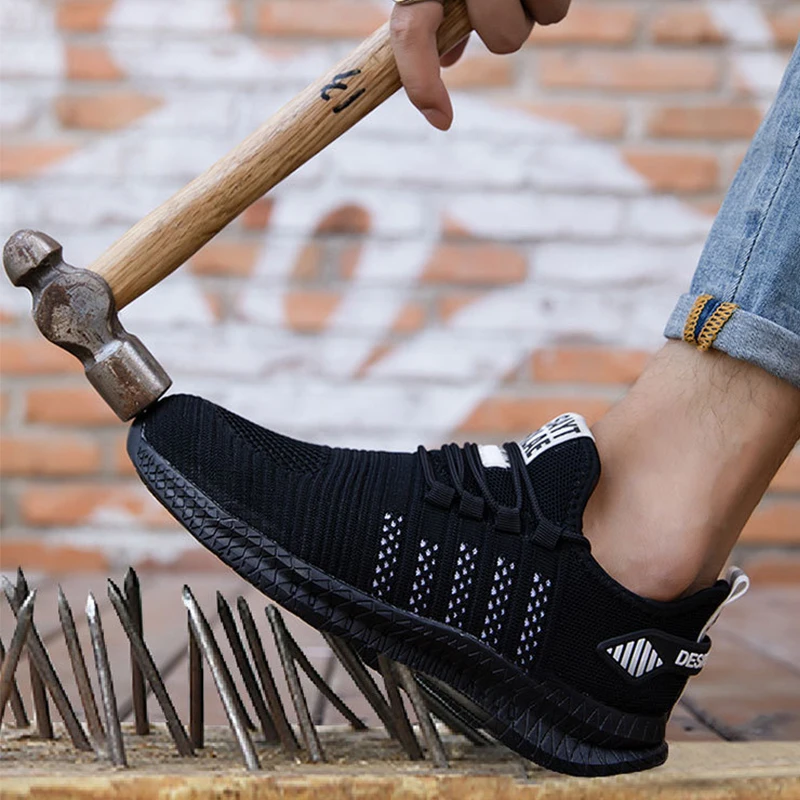 Punção-Prova de Calçados de Segurança de Trabalho de Homens, Botas de biqueira de Aço Sapatos Para Homens Anti - Esmagamento Botas de Calçado Leve Sapatos Novos