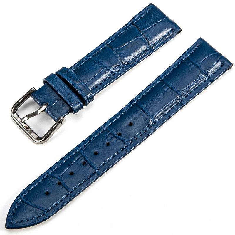 Pulseira de couro genuíno para a marca pulseira de 20 mm azul vaca pulseira de couro com fecho de aço