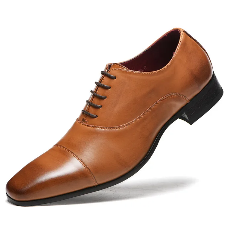 2021 Primavera, Outono de Sapatos de Vestido de Negócio de Alta Qualidade PU de Couro e Lace-up de Calçado Formal de Sapatos para a Festa de Casamento de Luxo Homens Sapatos