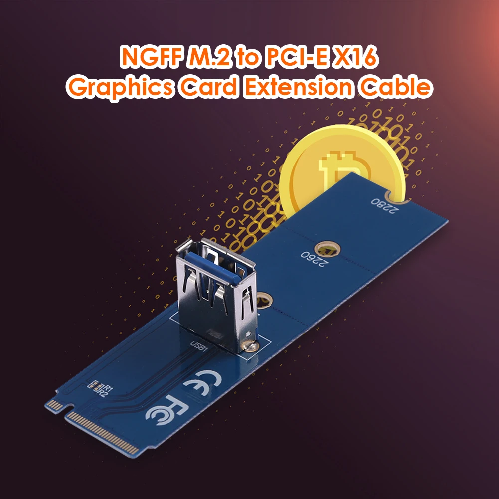 Eco-friendly do PWB M. 2 NGFF para USB 3.0 PCI-E X16, PCI Express, VGA Gráficos de Cartão de Extensão Riser Cabo de Extensão 80X22X18mm