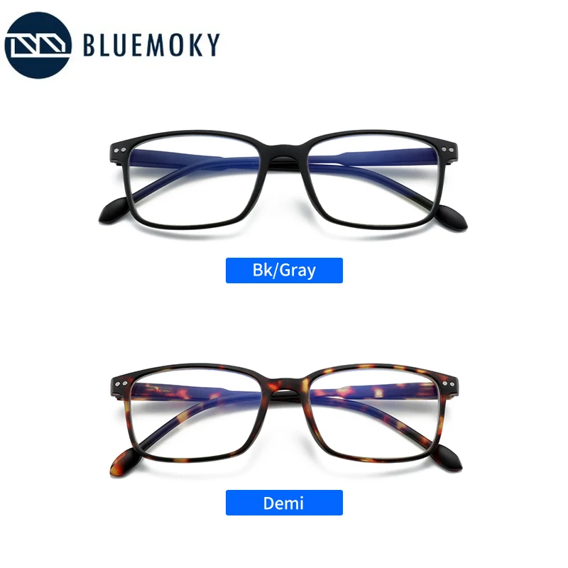 BLUEMOKY Retângulo Anti Luz Azul Óculos de Leitura Homens Full Frame Leitor Presbiopia Jogos de Computador Hipermétropes Óculos de Dioptria