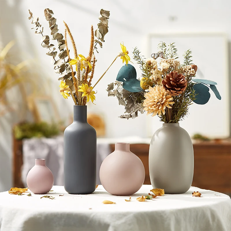 Nordic Criativo Vaso de Cerâmica Flor de Acessórios para a decoração Home Sala Quarto escritório de Trabalho vaso de Flores de Ornamentos Presente