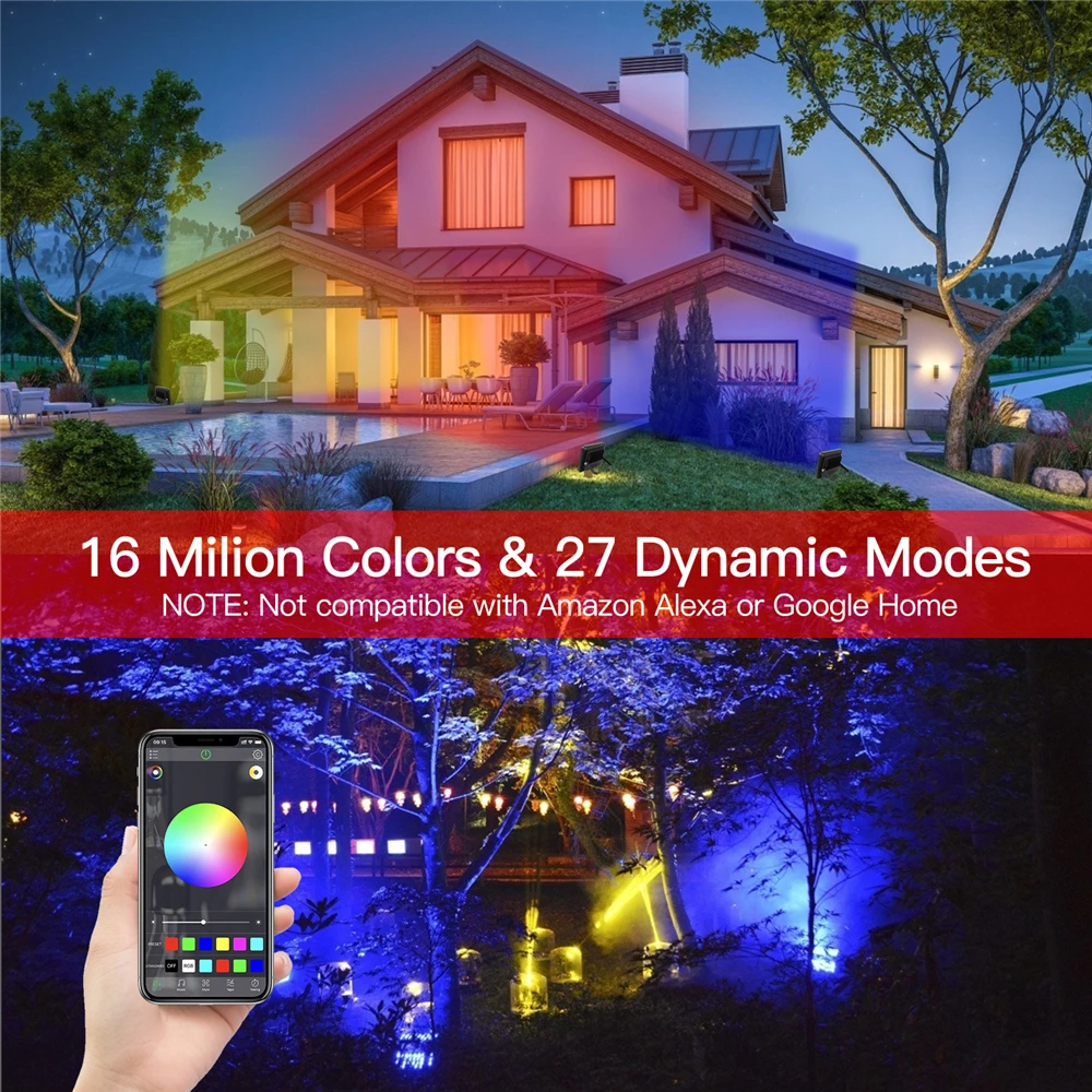 1pcs 2pcs de 20W Bluetooth RGB Luz de Inundação LEVOU ao ar livre Impermeável Holofotes Planta de Jardim de Paisagem de Noite a Iluminação Spotlight