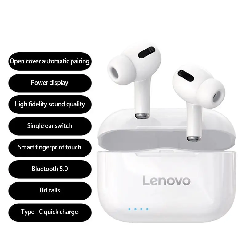 A Lenovo LP1S TWS Bluetooth 5 .0 Fone de Redução de Ruído APARELHAGEM hi-fi de Baixo Tom de Toque sem Fio Estéreo Fone de ouvido
