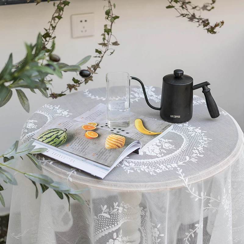 O Coreano De Renda Branca Líquido Retro Tampa De Tabela Toalha Flor De Café Toalha De Mesa Retangular Em Casa A Festa De Casamento Decoração