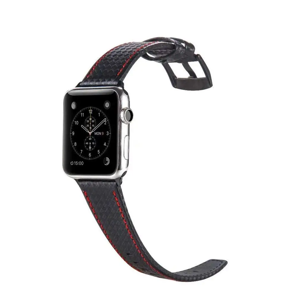 De couro, fibra de Carbono, Alça para Apple faixa de relógio de 44mm 40mm 42mm 38mm iWatch Luxo pulseira Apple assistir série 5 4 3 se 6