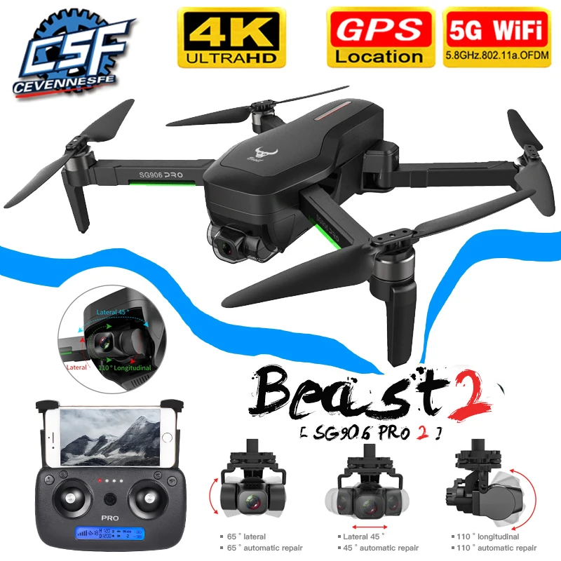 Pro 2 Pro2 / SG906 GPS Drone com wi-Fi, Câmera 4K de Três Eixos Anti-Shake Cardan sem Escova Profissional Quadcopter Dron Brinquedos de Presente