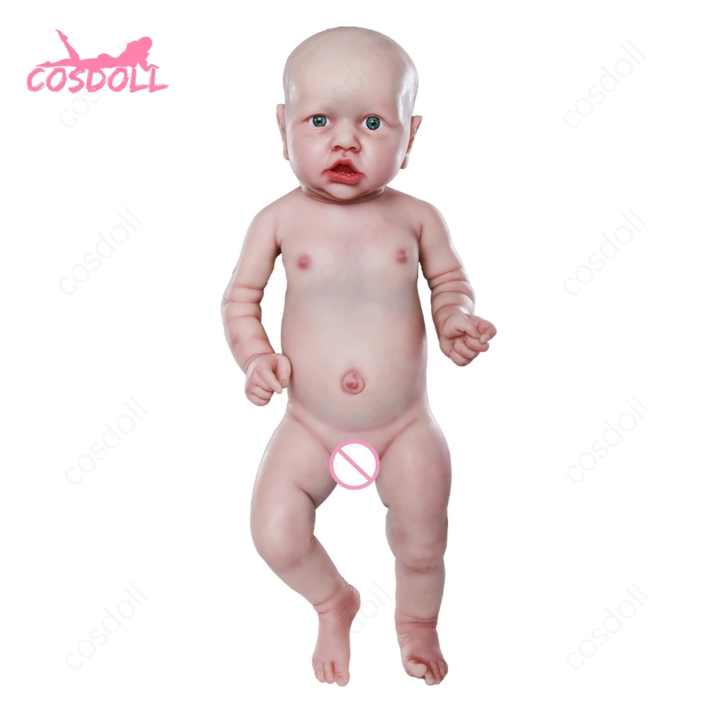 O mais novo 57CM de 4,7 kg Renascer Bebê Careca Bonecas de Abrir a boca para as Crianças Brinquedos da Criança sólida, Cheia de Silicone Corpo de Garota safada Boneca Reborn