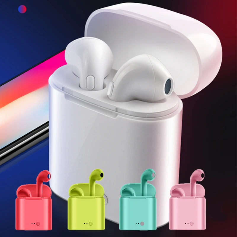 I9s i7s TWS Bluetooth sem Fio do Fone de ouvido Estéreo de Fone de ouvido Earbud Com Caixa-carregador para o iPhone 6 7 8 x Android, IOS Sistemas