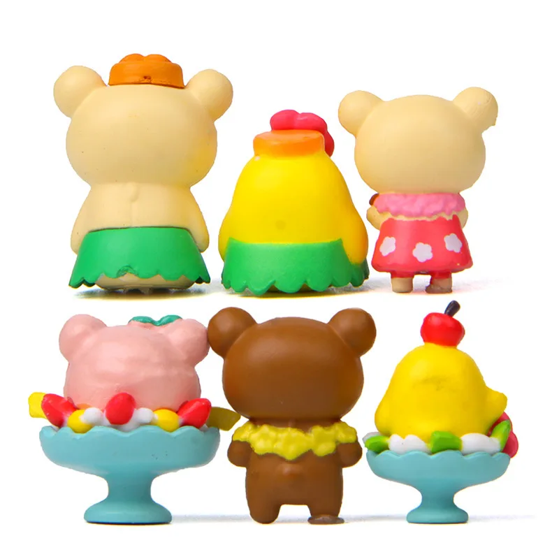 6Pcs/Set Summer Edition Rilakkumas desenho animado do Urso Paisagem em Miniatura de Jardinagem Boneca em Miniatura de Brinquedo