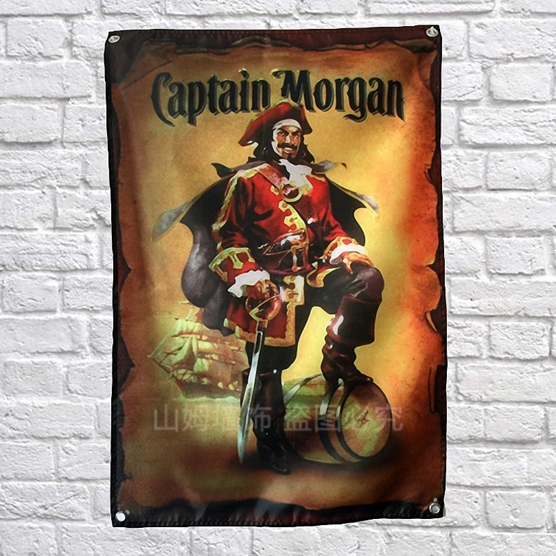 O Capitão Morgan Cartaz Rola A Barra De Cafés Interior A Decoração Home Banners De Arte Pendurada Impermeável Pano De Pintura De Parede