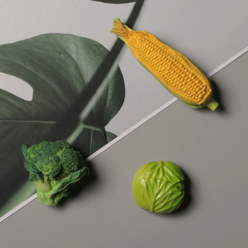 Criativo de simulação em 3d de alimentos ímãs de geladeira refrigerador vara vara magnética vegetais de milho, Repolho, Brócolis magnético adesivos