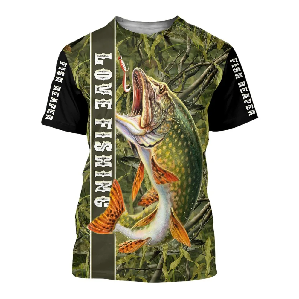 Gone Fishing 3D por Todo Impresso Homens Camiseta de Verão Harajuku Fashion Camisa de Manga Curta Unissex Estilo Streetwear-2