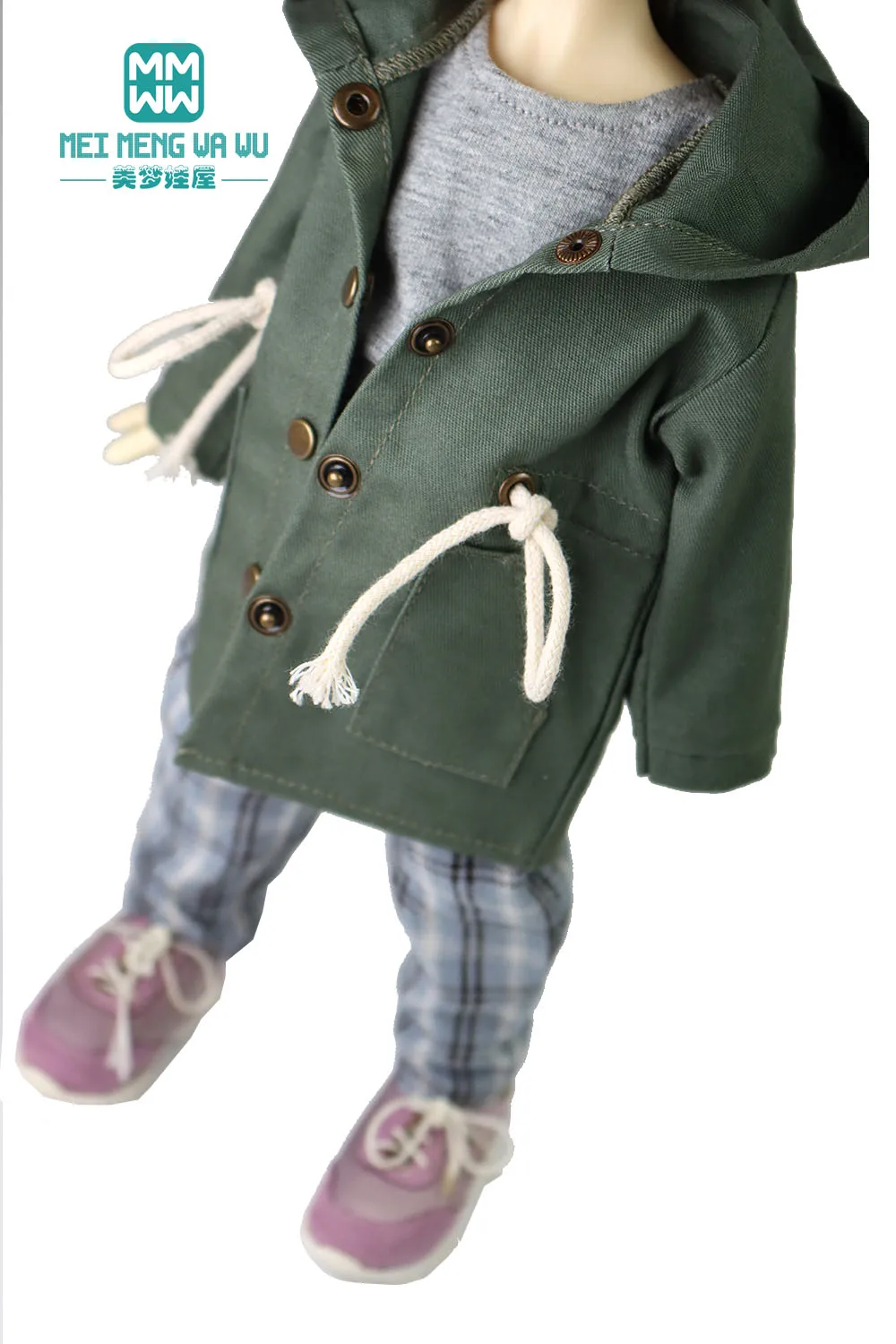 BJD bonecas acessórios de roupas para a boneca se encaixa 27cm-30cm 1/6 MYOU YOSD Articulada boneca de blusão com Capuz, calças axadrezadas