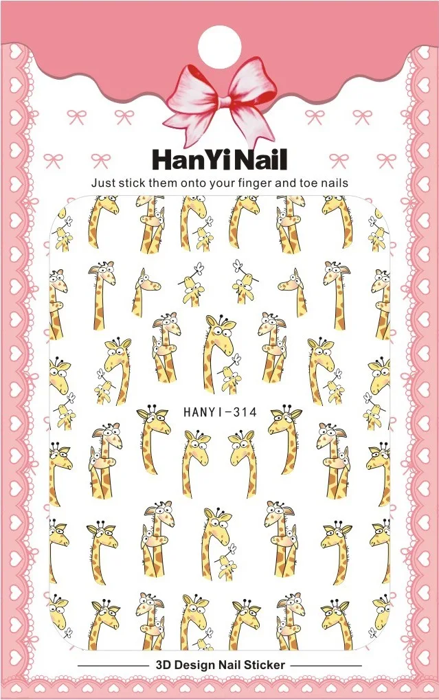 Dos desenhos animados etiqueta da arte do prego para manicure acessórios lindos animais de design de unhas dica de beleza controle deslizante de decalques HY001