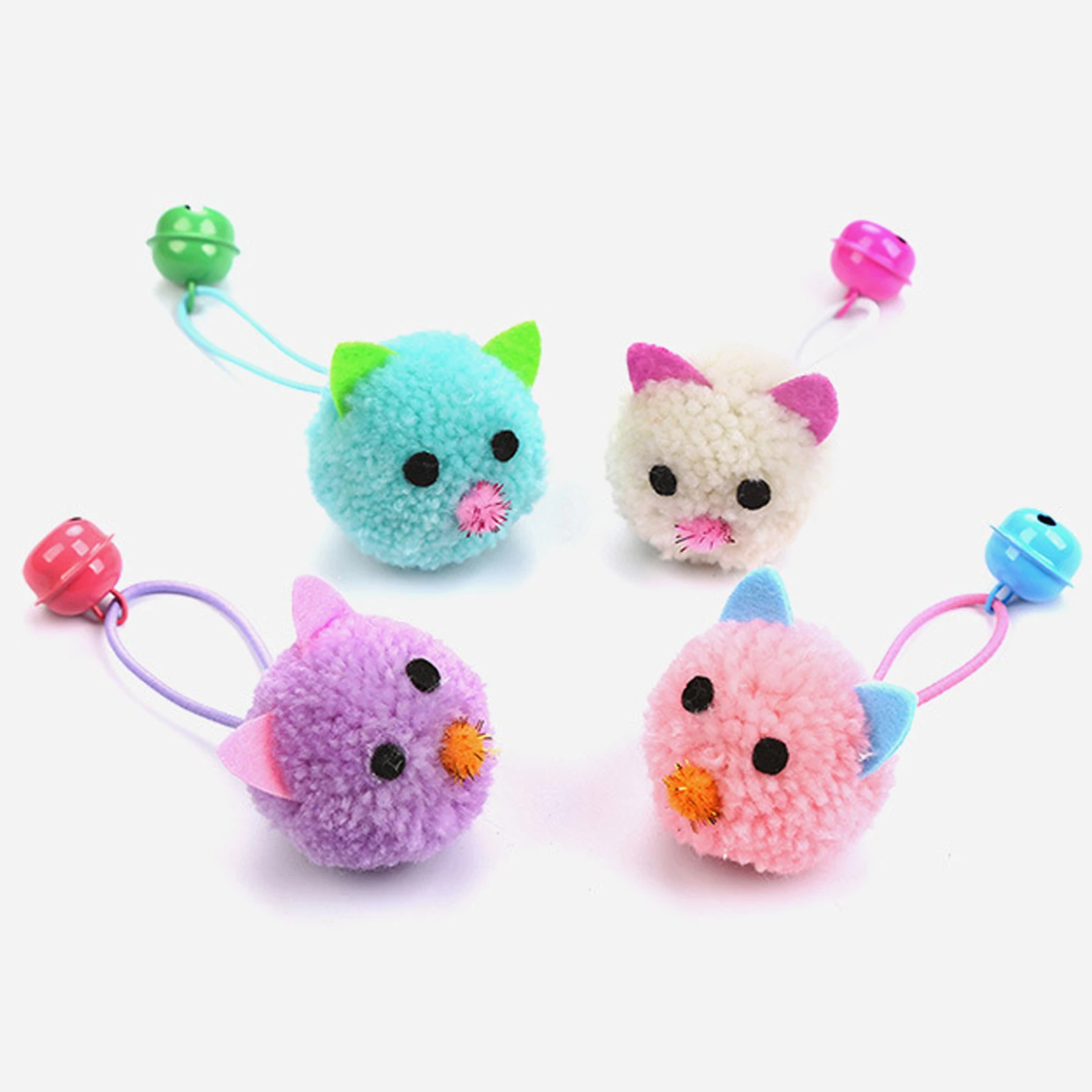 Brinquedo de estimação Bola de Amolar Brinquedo Interativo Brinquedo do Gato Gatinho Colorido de Pelúcia Mouse de Cabeça com Bell Corda Gato de Brinquedo Interativo Animal Abastecimento