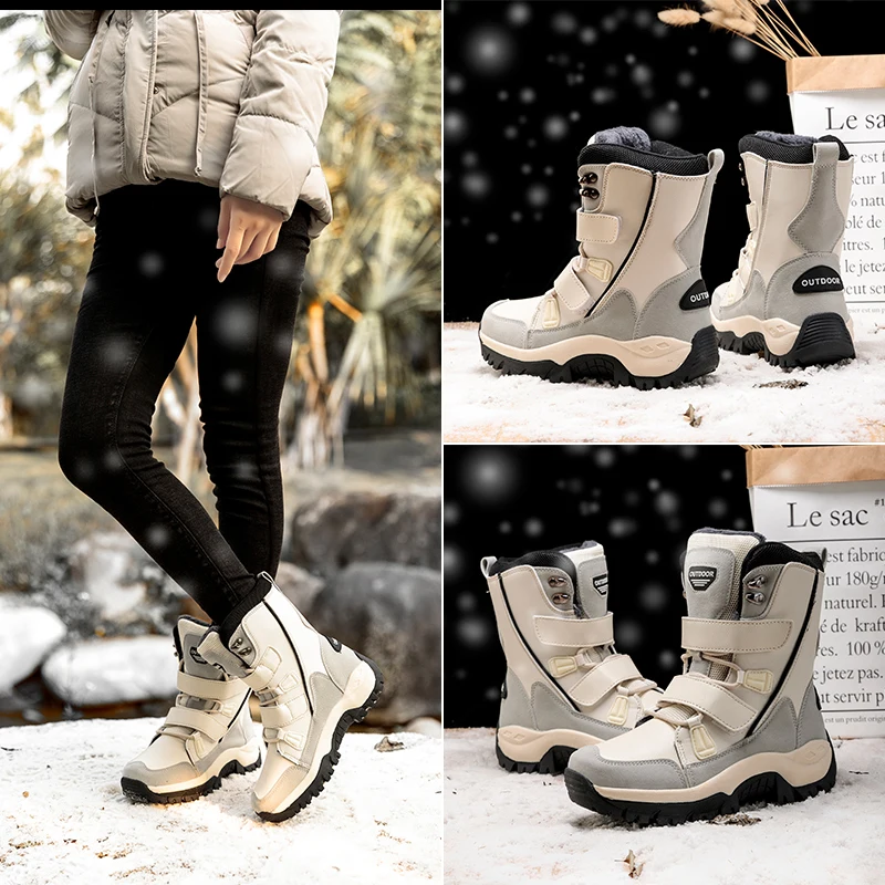 GRITION Mulheres Sapatos de Neve Quente Buço Plataforma Conforto TR Único de Moda antiderrapante Inverno Botas Pretas Dedo do pé Redondo Montanha 2020 Novo