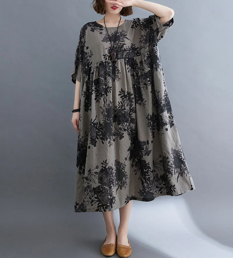 Oladivi Elegante de grandes dimensões Boho Vestido para as Mulheres 50 40 30 60 Anos de Idade Verão 2021 Longo Maxi Vestidos Boêmio Túnica Manto Vestidios