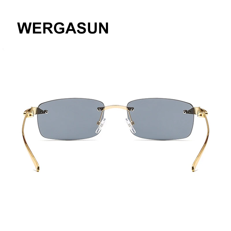 WERGASUN Retângulo sem moldura Óculos de sol das Mulheres da Moda Steampunk Óculos de Sol de Cristal Vintage Tons UV400 Óculos Oculos