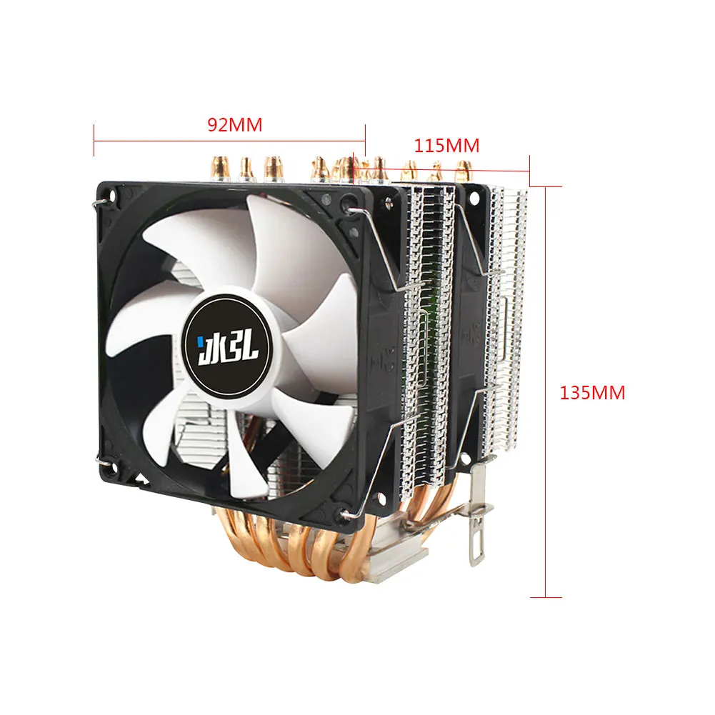 6 de tubulação de calor da CPU Fan cooler de refrigeração 4pin led 2000PWM Para lga 115x 1356 1366 fm2 am3 am4 x79 x99 2011 Cpu Processador de Fãs do dissipador de calor