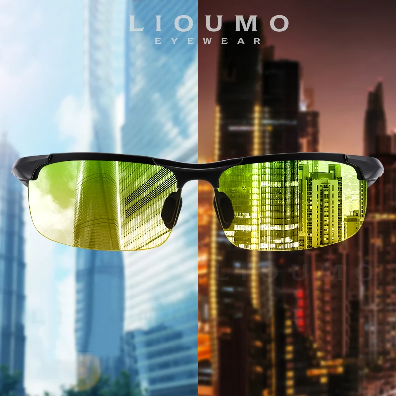 LIOUMO Design Quadrado de Alumínio de Magnésio de Óculos de Homens, Óculos Polarizados Mulheres da Noite do Dia a Condução Segura de Óculos de proteção gafas de sol hombre