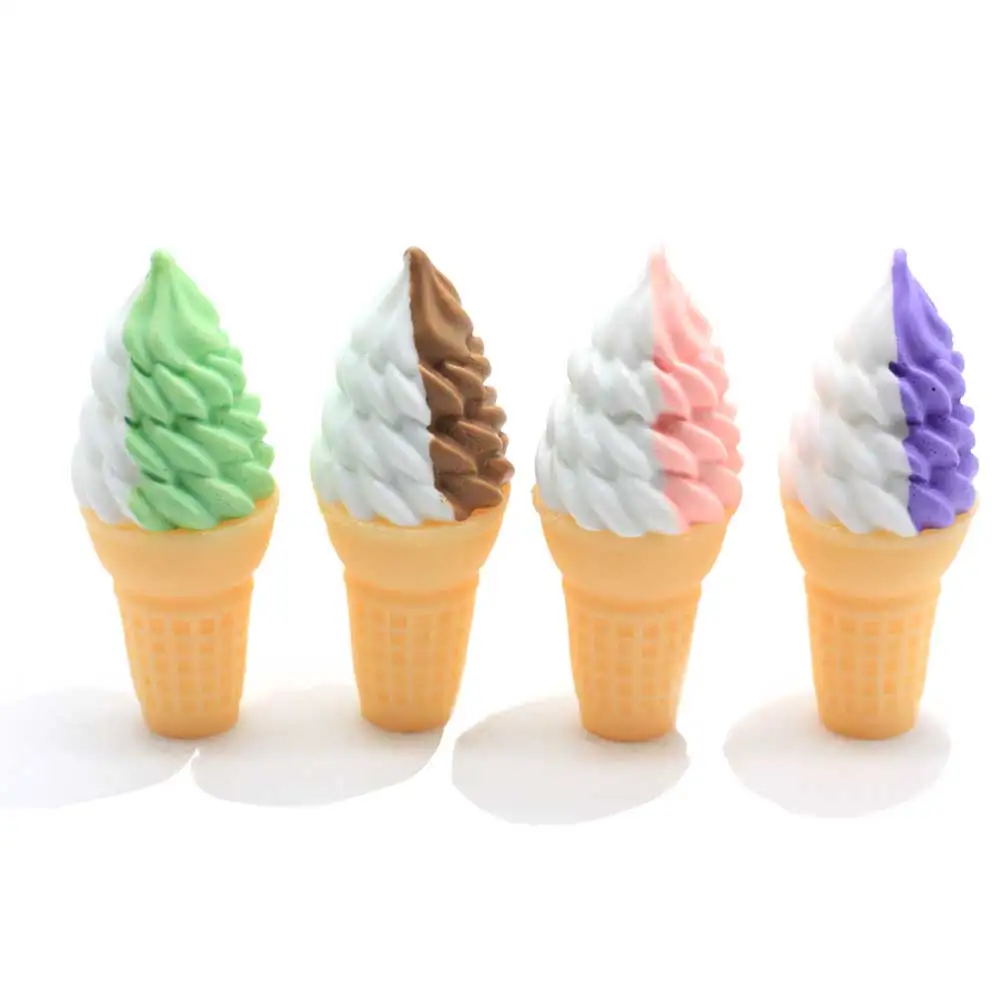 Kawaii Simulação Grande Cone de sorvete Mini Alimentos Resina FlatBack Cabochão de Scrapbooking Enfeite de Artesanato DIY Para o Telefone