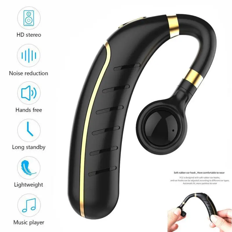 FC1 Único sem Fio Fone de ouvido Fones de Ouvido Gancho com Controle de Volume Estéreo Bluetooth 5.0 Fone de ouvido para Android IOS