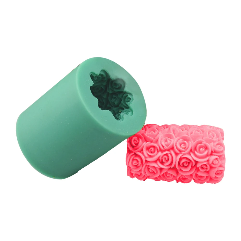 3D Flor de Rosa Cilindro de Silicone Vela Moldes DIY Sabão Moldes do Formulário de velas fabricação de Ferramentas de Artesanato de Resina Fondant de Decoração do Bolo de Moldes
