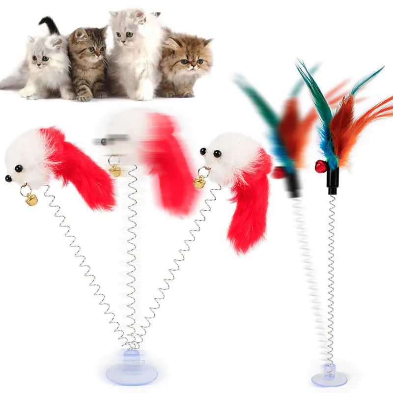 Engraçado Brinquedos para gatos Multicores Otário com Mola de Pelúcia Mouse Brinquedos do animal de Estimação Quente( ALEATÓRIO)