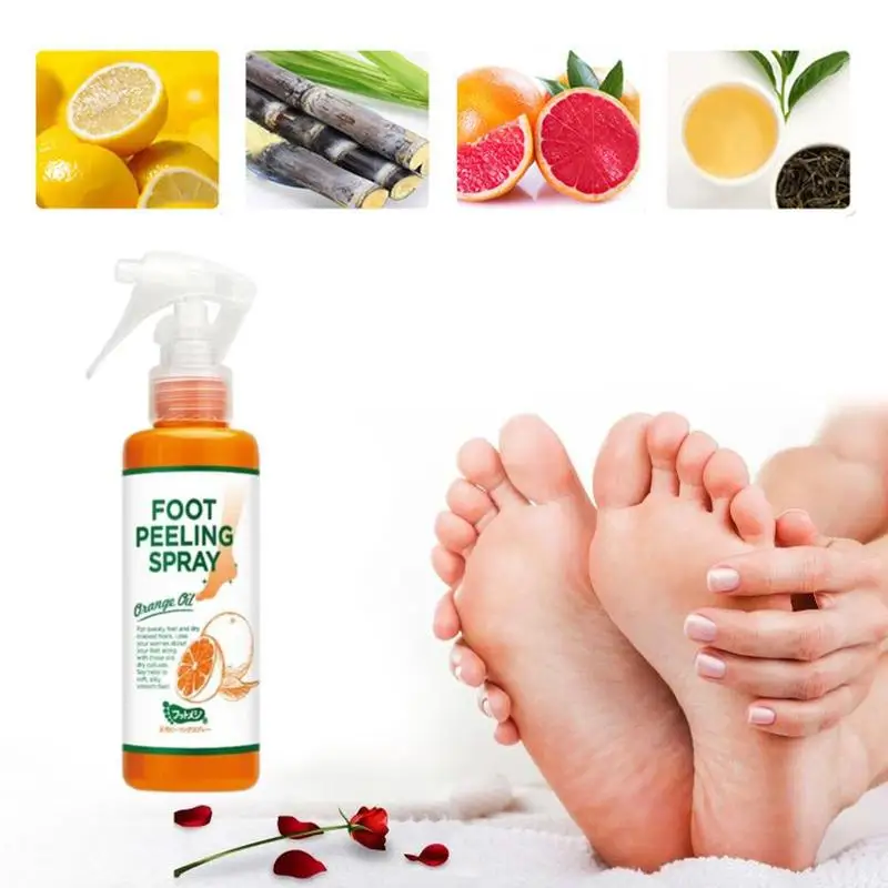 Cosméticos peeling de pé spray de laranja, essência natural pedicure mortos mãos de pele máscara esfoliante clarear o pé do bebê cuidados ferramenta