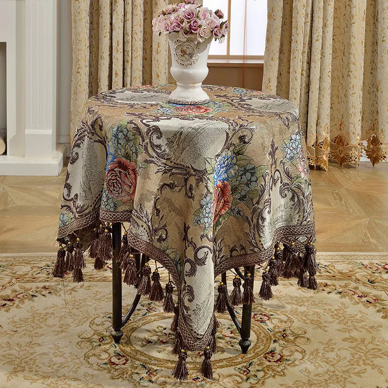 Round Square chenille toalhas de mesa mesa Mesa de jantar cobertura de esteira Europa de beleza fios de tintura de flor de poliéster casa Dez FG901