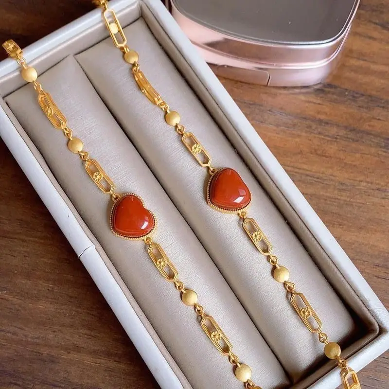 Novo embutidos com Esmalte natural de porcelana, de calcedônia pulseira Chinês única ouro antigo ofício encanto as mulheres de jóias