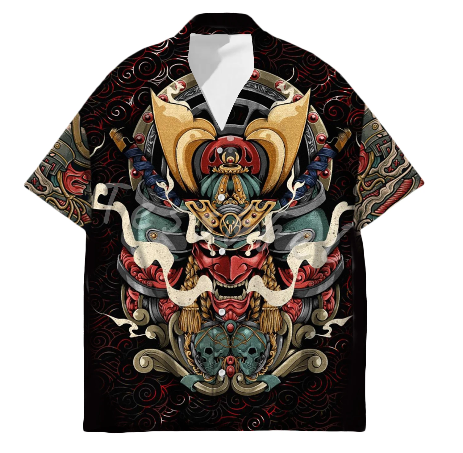 Tessffel Samurai Japão Tatuagem de Impressão 3D Homens Havaiano Camisas de Praia Camisa de Moda Verão Harajuku Casual Oversize Streetwear S12