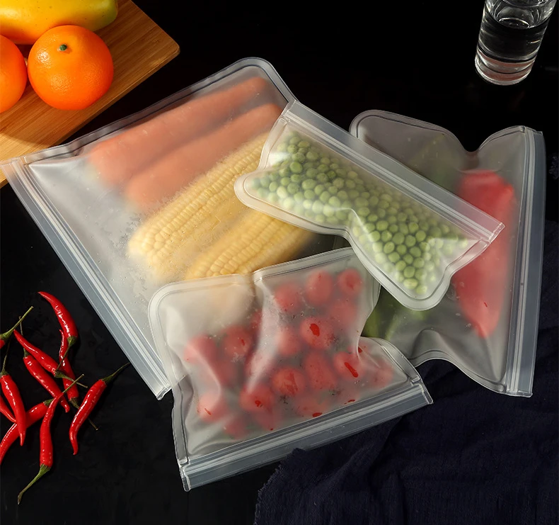 2PCS de EVA reutilizáveis conservação de alimentos saco saco do empacotamento de Alimento Vegetal frutas saco selado de alimentos Frigorífico saco de armazenamento