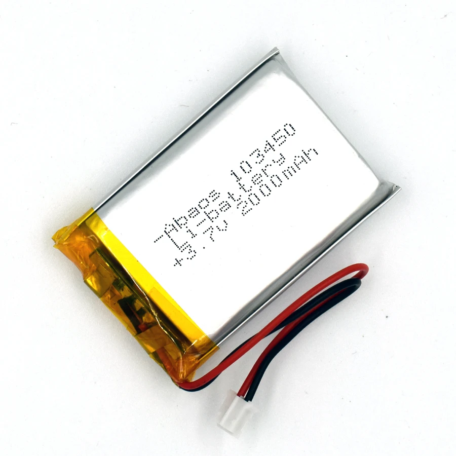 2PCS 103450 3,7 V 2000mAh bateria de Li-Bateria Recarregável de Polímero de Lítio PH2.0 Li-Po de iões de DVD PAD GPS câmera alto-Falante portátil