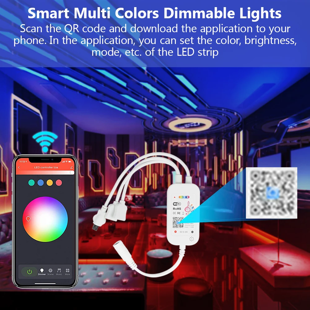 EUA/UE/UK/AU wi-Fi Smart LED Faixa de Luz 5M RGB 2835 Fita Flexível de DC12V Luzes LED Trabalhar Com Alexa Inicial do Google Voice Control