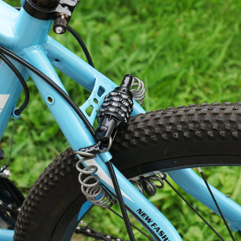 Bicicleta palavra-Passe de bloqueio do Dispositivo Anti-Roubo Durável 4 Número de Longo Fio de Mola de Bicicleta Andar de Moto Acessórios de Segurança Bloqueio de Bicicleta