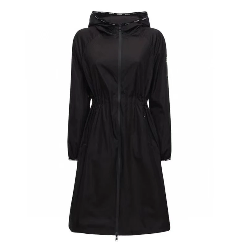 2021 marca francesa de moda para senhoras jaqueta Manga Longa com Capuz de Cor Sólida Longo Casuais das Mulheres Casaco Preto tamanho 0-2