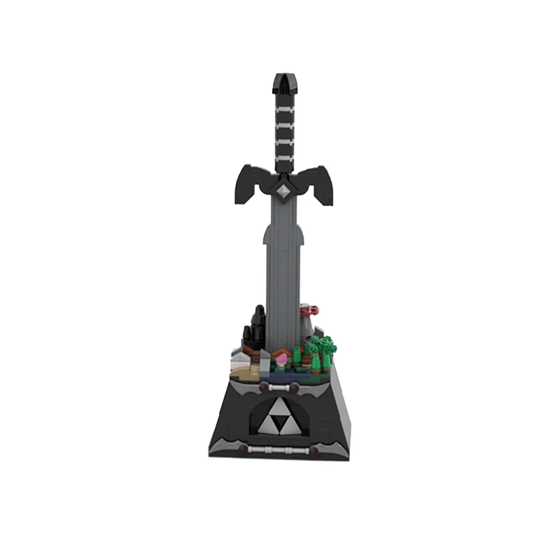 MOC Hyrule Castle Jogo O Zeldaed - Mini-Hailar a Cena de Blocos de Construção de Mestre de espada, arma que O Mestre de Espada Escura BricksToys